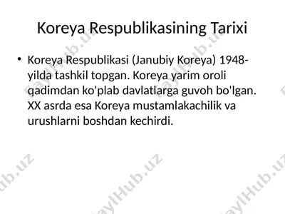 koreya respublikasining tarixi — PPTX