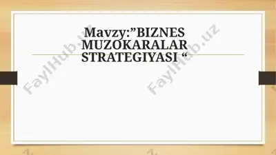 biznes muzokaralar strategiyasi — PPTX