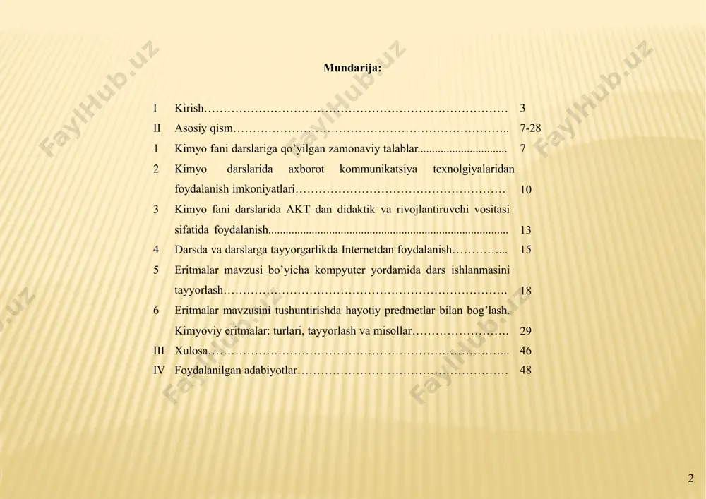 s bilim, iqtidor va ko’nikmalar berish, ularni ona –vatanga, milliy istiqlol g’oyalariga sadoqat ruhida tarbiyalash borasida ko’rsatayotgan doimiy g’amxo’rligi tufayli ta’lim-tarbiya ishlarining bugungi qiyofasi tubdan o’zgardi. u mustaqillikka erishib, taraqqiyot yo’lidan dadil borayotgan mamlakatimiz ruhini, g’oyalari va intilishlarini o’zida aks ettirgan ta’lim tizimiga aylanmoqda. eng asosiysi, mamlakatimizda ta’limning hali jahon amaliyotida kam uchraydigan betakror milliy modeli yaratildi [1]. ta’lim va tarbiya, ilm-fan, sog‘liqni saqlash, madaniyat va san’at, sportni rivojlantirish masalalari, yoshlarimizning chuqur bilimga ega bo‘lishi, chet tillarini va zamonaviy axborot-kommunikatsiya texnologiyalarini puxta egallashini ta’minlash doimiy ustuvor vazifamiz bo‘lib qoladi. 4 jamiyatimizda korrupsiya, turli jinoyatlarni sodir etish va boshqa xuquqbuzarlik holatlariga qarshi kurashish, ularga yo‘l qo‘ymaslik, jinoyatga jazo albatta muqarrar ekani to‘g‘risidagi qonun talablarini amalda ta’minlash bo‘yicha qat’iy choralar ko‘rishimiz zarur. shu maqsadda hukumatning, tegishli vazirlik va idoralar hamda butun ta’lim tizimining, xurmatli domlalarimiz va professor-o‘qituvchilarning eng muxim vazifasi – yosh avlodga puxta ta’lim berish, ularni jismoniy va ma’naviy etuk insonlar …
