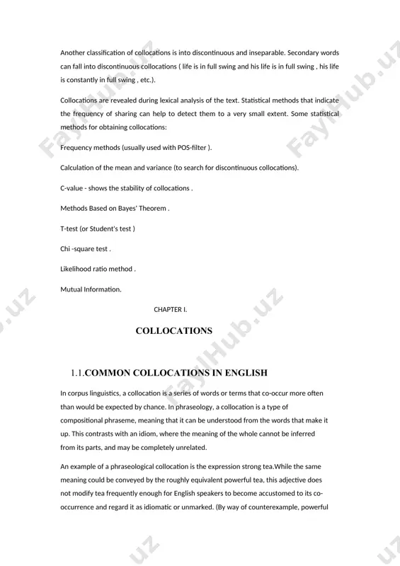 to the non-random nature of language, most collocations are classed as significant, and the association scores are simply used to rank the results. commonly used measures of association include mutual information, t scores, and log-likelihood. rather than select a single definition, gledhill proposes that collocation involves at least three different perspectives: co-occurrence, a statistical view, which sees collocation as the recurrent appearance in a text of a node and its collocates; construction, which sees collocation either as a correlation between a lexeme and a lexical-grammatical pattern,or as a relation between a base and its collocative partners;and expression, a pragmatic view of collocation as a conventional unit of expression, regardless of form.these different perspectives contrast with the usual way of presenting collocation in phraseological studies. traditionally speaking, collocation is explained in terms of all three perspectives at once, in a continuum: free combination ↔ bound collocation ↔ frozen idiom in dictionaries …
