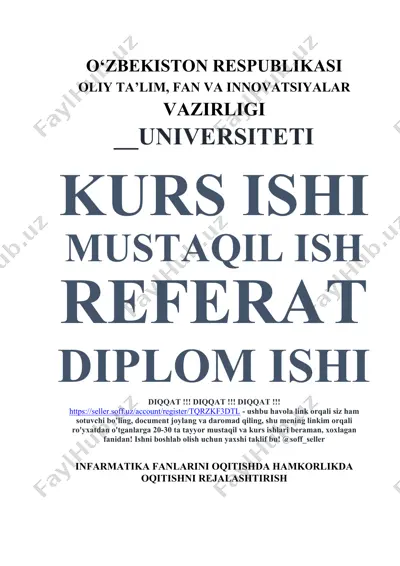 informatika fanlarini o'qitishda hamkorlikda o'qitishni rejalarshtirish — DOC