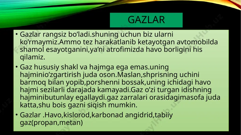 gazlar mavzusidagi slayd - Page 2