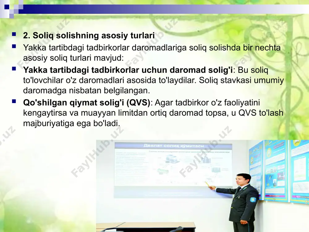 yakka tartibdagi tadbirkorlarning daromadlariga soliq solishning o'ziga xos xususiyatlari - Page 5
