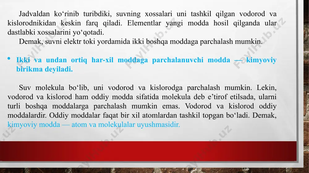kimyoviy modda — aтom va molekulalar uyushmasi - Page 5