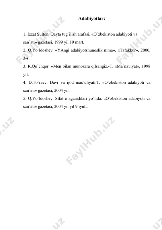 hozirgi dаvr аdаbiy jаrаyoni vа o`zbеk аdаbiyotshunоsligi - Page 5