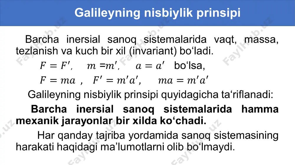 inersial sanoq tizimlari galiley almashtirishlari - Page 4