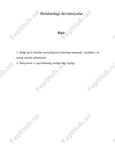 bolalardagi deviatsiyalar — DOCX