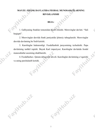 frank davlatida feodal munosabatlarning rivojlanishi — DOCX