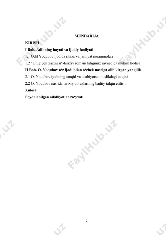 [1] prezidentimiz shavkat mirziyoyev:"adabiyot, san’at va madaniyat yashasa, millat va xalq, butun insoniyat bezavol yashaydi" [2] konferensiyada taʼkidlanganidek: biz o‘zbekistonda "adabiy do‘stlik – abadiy do‘stlik" degan chuqur ma’noli tamoyilga amal qilgan holda, jahon adabiyotining durdona asarlarini o‘zbek tiliga tarjima qilish va _____________________________ 1) birinchi prezidentimiz i.karimov yuksak maʼnaviyat-yengilmas kuch.t.;"ma'naviyat",2008.176-bet 2)sh.m.mirziyoyev.erkin va farovon demokratik oʻzbekiston davlatini birgalikda barpo etamiz.t.; oʻzbekiston 2016-y. nashr etish masalasiga g‘oyat jiddiy e’tibor qaratmoqdamiz.hammamiz yaxshi tushunamiz adabiyotda tarixiy haqiqatni tiklash bilan birga, xalqimiz adiblarimizdan bugungi kunimiz haqida, zamonamiz qahramonlari haqida yangi-yangi asarlar kutayotgani tabiiydir. keyingi yillarda anashunday ruh bilan yo‘g‘rilgan bir qancha she’riy asarlar paydo bo‘layotganini mamnuniyat bilan ta’kidlash joiz. odil yoqubov adabiyotga oshno bo‘lishida : qiyinchiliklar bilan o‘tgan bolalik, o‘smirlik yillari, umri davomida uchragan, uchratgan insonlar, turli-tuman taqdirlar, ularning dardlari, tashvishlari, o‘ylari, orzulari va armonlari ichida bo‘lish, xalq dardi bilan yashash sababchi bo‘ldi desak mubolag‘a bo‘lmaydi. odil yoqubov ijodi o‘zining dastlabki qadamlaridanoq adabiyotshunoslarning nazariga tushgan. bugungi …
