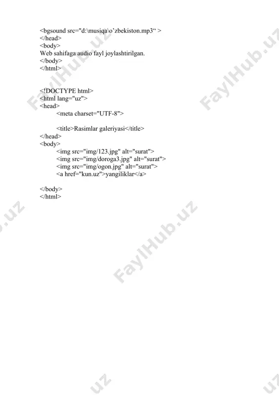 web-sahifaga grafikli avdio vido malumotlarni joylash - Page 5