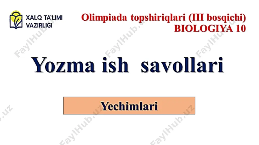 aminokislota = 3 ball. b) berilgan dnk fragmentida 31 ta nukleotid borligini ko‘rishimiz mumkin, shuning uchun birinchi timin nukleotidi qaysi triplet tarkibiga kirishini aniqlaymiz: 670 - 199 (boshlang‘ich triplet) = 471 471/3 = 157 natija qoldiqsiz son chiqqanligi sabab timin nukleotidi keltirilgan dnk fragmentidagi kodonlarga tegishli emas deb qaraymiz. shunday ekan, keltirilgan dnk fragmentidagi birinchi kodon – ttc. dnk fragmenti asosida sintezlangan i-rnk tarkibidagi nukleotidlar ketma-ketligi quyidagicha: uuc-agu-auc-ggc-agc-aca-aaa-gcu-ucu-ucu aminokislotalar ketma-ketligi quyidagicha; phe – ser – ile – gly – ser – thr – lys – ala – ser – ser yoki fenilalanin – serin – izoleysin – glitsin – serin – treonin – lizin – alanin – serin – serin. = 4 ball 3-topshiriq. (10 ball) q1. katta bir oilada ma’lum bir belgining (kasallik) avlodlar o‘rtasidagi irsiylanishi o‘rganildi. yulduzcha (*) bilan belgilangan individda kasallikni yuzaga chiqaruvchi gen allellari mavjud emas va boshqa mutatsiyalar ham uchramaydi. shuningdek, belgi to‘liq penetratsiya bilan …