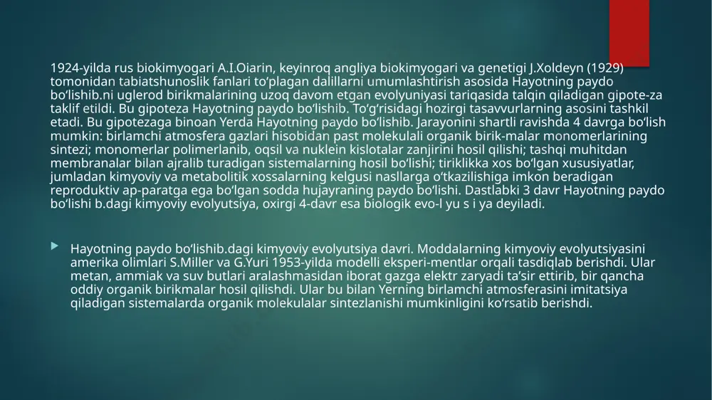 hayotning paydo bo'lishida hozirgi zamon qarashlari - Page 5