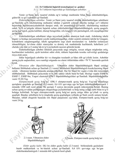 yo‘l ishlarini bajarish texnologiyasi va qoidasi — DOC
