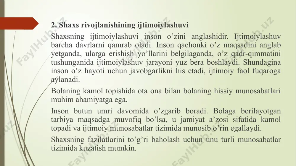 shaxsning rivojlanishi, tarbiyasi va ijtimoiylashuvi - Page 4