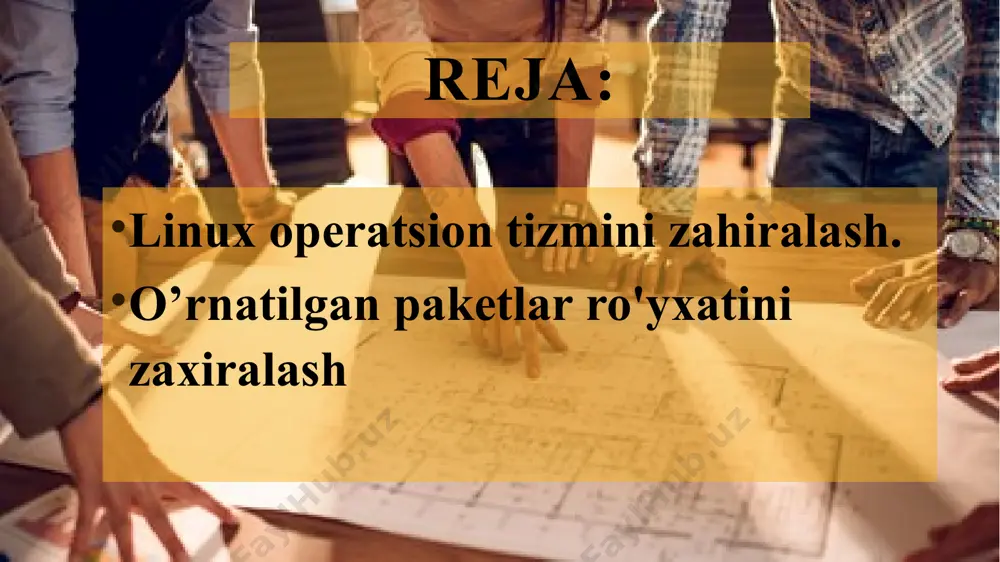 web bo'limini ham olib tashlash kerak. agar mukammal tozza zaxira nusxasi kerak bo'lsa, avval / var/log jurnallarini tozalash va apt-get clean buyrug’i bilan tanlangan arxivlar keshini o'chirish kerak. tar cvpzf backup.tgz –exclude=/proc –exclude=/lost+found –exclude=/backup.tgz –exclude=/mnt –exclude=/sys –exclude=/web / 5. natijani, ls -alh buyrug’i bilan ko'rish mumkin. -rw-r–r– 1 root root 607m янв 7 13:28 backup.tgz olingan fayllar arxivi alohida joyda xavfsiz saqlanishi kerak va uni agar kerak bo'lsa, darhol tizim ma'lumotlarini tiklash uchun ishlatish mumkin. tizimni back-up fayldan tiklash uchun quyidagi amallar ketma-ketligi bajariladi. tizimni zaxira qilingan holatidagi qurilmalarda va zaxiraga olingan vaqtdagi virtual bo'limlar bilan tiklash eng oson usuldir. bunga bir necha daqiqa vaqt ketadi. bunda quyidagi amallar bajariladi: 1. tizimni live cd diskidan yuklab, hech qanday boshqa dasturlarni o’rnatmay, arxivni ildiz(/) katalogiga nusxalanadi. 2. tanlangan arxivni to'g'ridan-to'g'ri ushbu papkaga ochish kerak. tar xvpfz backup.tgz / 3. keyingi qadamda yuklanadigan joyni ko’rsatish kerak bo’ladi. agar bo’linish gparted yordamida amalga …