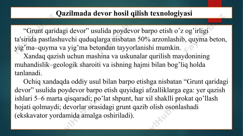 to’kma inshootlarni qurishda qazilmada devor hosil qilish texnologiyasini qo’llash kamchiliklari 2 - Page 4