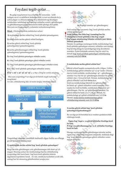 orbitallar tahlili misollari — PDF