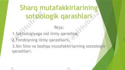 sharq mutafakkirlarining sotsiologik qarashlari — PPTX