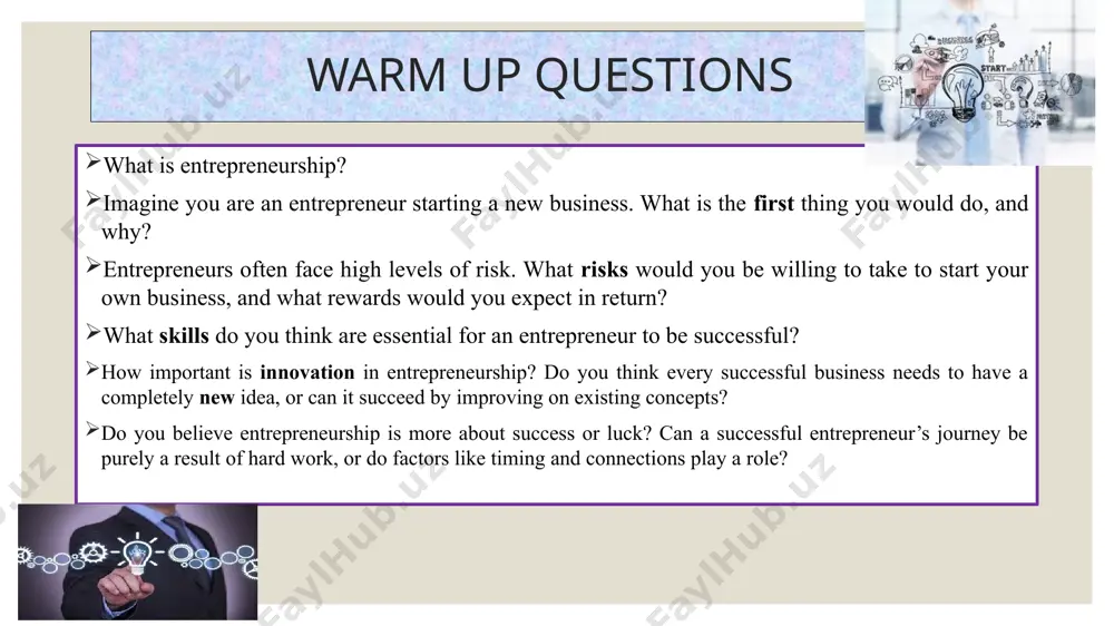 elow with the paragraphs in the text. __ how to find the money ____ the advantages of buying a business ____ three ways to become a boss ____ why not buy a small business? ____ the risks of starting a business ____the disadvantages of being an employee _____how much will it cost? 4 read the article again and mark the statements t (true) or f (false). 1 a lot of people think starting a company is cheaper than buying an established business. ______ 2 finding a job in a big firm is the quickest way to become a top manager.____ 3 between 50% and 70% of new businesses are successful after five years. ___ 4 normally, an existing business continues to make a profit after it is sold. ___ 5 the selling price of a business usually depends on how profitable it is. ____ 6 it is often easier and …