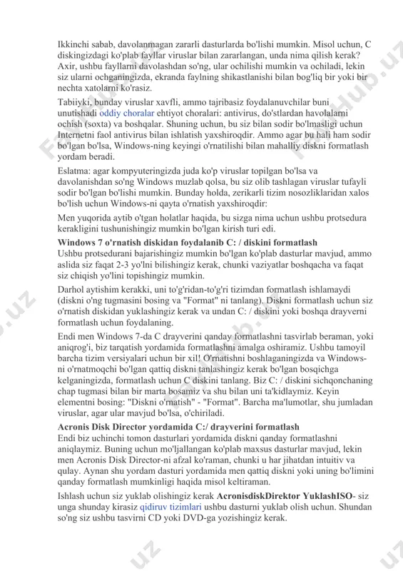 nafaqat ro'yxatdagi birinchi, balki haqiqiy magnit diskning o'qidan birinchisi - ular "diskning boshida" deb aytishadi. va bu shuni anglatadiki, bu joyda qattiq diskning o'qish boshi uchun ma'lumot qidirish osonroq bo'ladi, bu hududning radiusi kichikroq bo'lgani uchun u kamroq harakatlanishi kerak. kamroq keraksiz harakatlar - fayllarni o'qish / yozishning ko'proq tezligi. va tizimning umumiy tezligi bunga bog'liq, oh qanday bog'liq, shuning uchun operatsion tizim "c" diskiga o'rnatiladi. albatta, bu har qanday boshqasida mumkin bo'lsa-da, lekin bu endi professional emas. odatda, "uy xakerlari" ni unchalik tushunmaslik uchun tizim papkasini eng kutilmagan joylarda topish mumkin. ammo biz allaqachon hamma narsani tushunamiz, shuning uchun biz tizimimizni "c" diskiga joylashtiramiz va uni o'rnatishdan oldin formatlaymiz va bundan keyin ham avval barcha kerakli fayllarni undan boshqa disklarga nusxalaymiz. va bunday tajribalar ... xo'sh, ulardan uzoqda, shuning uchun uzoq vaqt va yarim yillik ishni yo'qotish emas. kunduzi achinarli... vaqti-vaqti bilan foydalanuvchilar flesh-disklar yoki boshqa qurilmalar bilan ishlashlari …