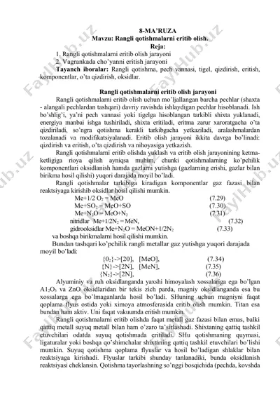 rangli qotishmalarni eritib olish — DOCX