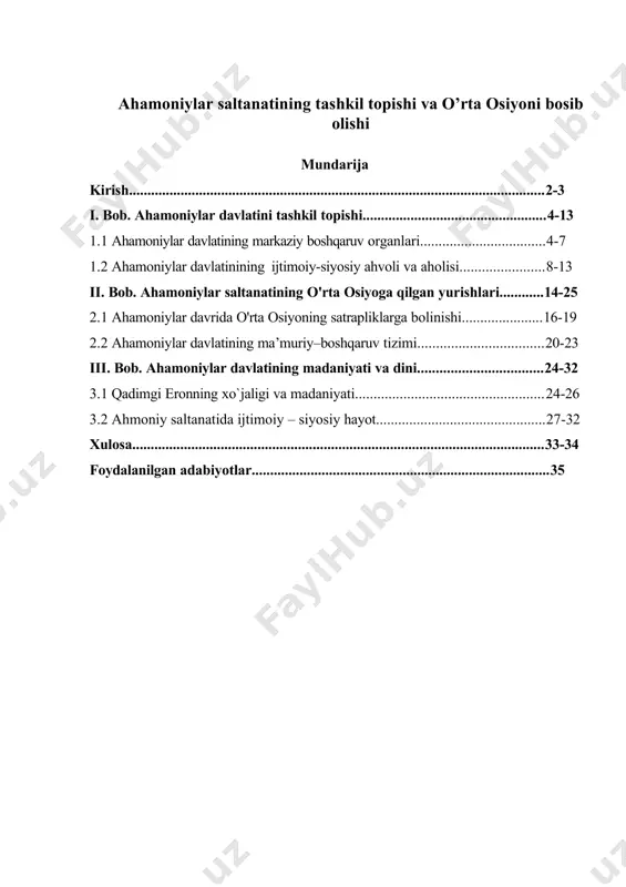 i hushyorlikka o’rgatadi, irodasini mustahkamlaydi». ota-bobolarimiz ahamoniy va yunon-makedon bosqinchilariga qarshi uzoq yillar davomida shiddatli kurash olib bordi. buning natijasi o‘laroq mustaqil davlatlar: qadimgi xorazm, choch, parkana, parfiya, yunon-baqtriya kabi davlatlar vujudga keldi, yuksaldi. antik davrning buyuk davlatlari qang‘,kushon kabi saltanatlar nafaqat mintaqada balki, sharq va g‘arb mamlakatlari tarixida ham sezilarli iz qoldirdi. jahon sivilizatsiyasining ajralmas qismi bo‘lgan buyuk ipak yo‘li aynan shu davrda shakllandi va rivojlandi. eron tarixi bo‘yicha ma'lumot bеradigan manbalardan kelsak bu yunon mualliflarining asarlari hisoblanadi. gеrodot (er. av. v asr)ning tarixi, fukidid (er. av. v asr) tarixi, ksеnofontning «yunon tarixi» asari, uning «anabasis» mеmuari, sitsiliyalik diodorning «tarixiy kutubxona»si kabi asarlar qadimgi fors tarixiga oid boy siyosiy, ijtimoiy, harbiy-diplomatik ma'lumotlar bеradi. eron va o‘rta osiyoning xo‘jaligi va undagi ijtimoiy munosabatlar to‘g’risida biz asosan arxеologiya yodgorliklaridan bilib olamiz. uzoq o‘tmishning akssadolari eronda kеng tarqalgan diniy asar – “avеsto”ning ilk qatlamlarida saqlangan. 1 karimov i. a. tarixiy hotirasiz–kelajak yo’q. …