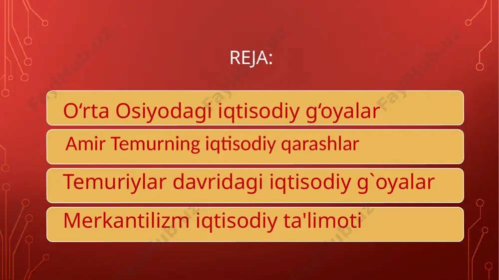nadi. tizim va institutlar: dastlabki iqtisodiy tizimlar va institutlar, masalan, bozorlar va savdo aloqalari, xalqaro iqtisodiy aloqalarni rivojlantirishga yordam berdi. bular savdo munosabatlarini tartibga solishda va iqtisodiy taraqqiyotda muhim ahamiyatga ega bo'ldi. turizm: tarixiy obidalar, madaniyat va tabiiy go‘zalliklar mintaqani turizm uchun jozibali qiladi. bu iqtisodiy rivojlanish uchun yangi imkoniyatlar yaratmoqda. integratsiya va hamkorlik: mintaqada iqtisodiy integratsiya, masalan, o‘zbekiston, qozog‘iston, qirg‘iziston va boshqa davlatlar o‘rtasida iqtisodiy hamkorlikni rivojlantirishga qaratilgan dasturlar muhim ahamiyatga ega. iqtisodiy g’oyalarning shakllanishi insoniyatning paydo bo’lishi bilan boshlangan. ammo hozirgi paytda qo’lyozmalarda aks ettirilgan g’oyalargina tahlil qilingan. shu sababli iqtisodiy ta’limotlar tarixi quldorlik jamiyati, aniqrog’i, xususiy mulk paydo bo’lishi bilan boshlanadi, deyish o’rinlidir. dastlab quldorlik jamiyati sharqda sinfiy ajralish boshlangan joylarda, mesopotamiya (tigr va yefrat daryolari oralig’ida hozirgi iron, iroq, iordaniya, saudiya arabiston, suriya, turkiya) va misrda eramizdan avvalgi iv ming yillikda yuzaga keladi. bunga asosiy sabab shuki, bu yerda texnologik inqilob ro’y berdi, metall qurollar ishlatila …