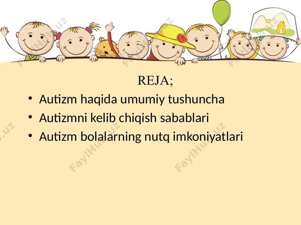 yetishmasligi, nutqdan foydalana olmaslik oqibati bo’ladi. autik bola uchun exolaliya (eshitgan so‘z yoki jumlalami darrov yoki keyinchalik o‘rinsiz takrorlash), uzoq vaqtgacha shaxs olmoshlarini noto'g'ri qoilash: bola o‘zini “sen”, “u”, deb nomlashi, o‘zining ismini aytishi, o'zining istaklarini shaxssiz ko‘rsatmalar bilan (men chanqadim yoki suv ichaman o‘rniga — “suv berish”, qornim ochdi o‘rniga - “ovqatlanish”) xosdir. autik bolaning o‘zi savol bermaydi va unga qaratib aytilgan murojaatga javob qilmaydi, ya’ni nutqiy o‘zaro harakatdan qochadi. shuningdek, u imo-ishora, yuz ifodasidan foydalanmaydi. nutqining sur’ati, ritmi, ohangi, intonatsiyasi o‘ziga xos bo‘ladi. autizm atamasi birinchi bor shveysar psixiatri eygen bleyler tomonidan 1910 yilda shizofreniya kasalligining belgilaridan biri sifatida ishlatildi. autizm holati shizofreniya kabi ruhiy kasallikda ko‘proq namoyon bo’ladi. bola vaqtni sezmaydi, hozirda ro‘y berayotgan voqea-hodisalari o‘tgan yoki kelasi zamon bilan almashtiradi, real voqea-hodisalami fantastik mavhum voqea hodisalar bilan aralashtirib yuboradi. autizm holatida bola faoliyati sustlashadi yoki keraksiz, noaniq faoliyat bilan shug‘ullanadi. bolaning hulq-atvori buziladi, o‘yin faoliyati, qiziqishi …
