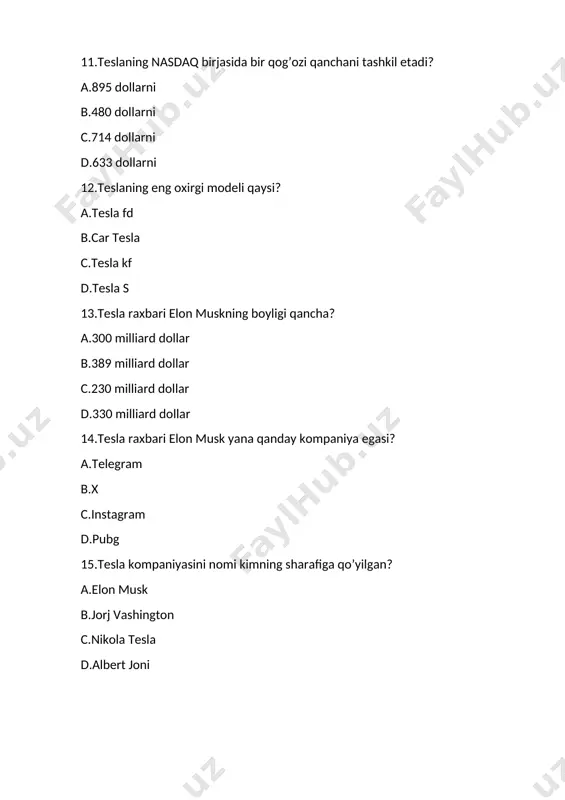 tesla kompaniyasi haqida mustaqil ish test savollari - Page 4