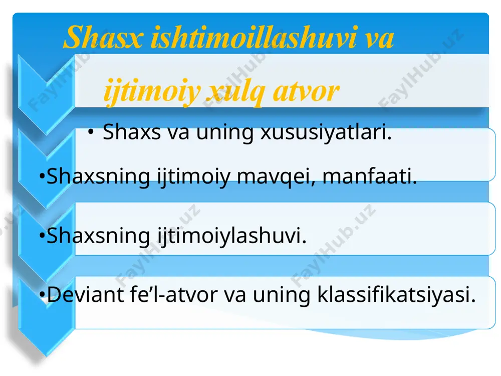 hodisalarga nisbatan qiziquvchanligini anglatadi. munosabat manfaat shaxsda shu voqellikka nisbatan e’tiqodining shakllanishidan paydo bo’ladi. shu sababli munosabat manfaat ijtimoiy munosabatlar sistemasida muhim o’rin tutadi. harakat manfaat shaxsning u yoki bu faoliyat sohasida qatnashishida namoyon bo’ladigan manfaat shaxsning faoliyat jarayonining aktivligi yoki passivligini bildiradi. tayanch manfaat shaxsning boshqa shaxslar, guruhlar bilan uzoq sotsial ta’sirlashuv jarayonida shakllangan va turli shaxslararo, guruhlararo munsabatlarda ma’lum bir faoliyatda yoki ijtimoiy munosabatlarda shakllanadi va sotsial dinamik xususiyatga ega bo’ladi. tayanch manfaat shaxsda o’zining imkoniyatlarini yuzaga chiqarishda, unda stereotiplarning shakllanishida asos bo’lib xizmat qiladi. yo’nalish manfaat manfaatlar ichida murakkab hisoblanadi, chunki shaxs manfaatlaridan birinchi, ya’ni o’zi uchun muhimini tanlashini talab qiladi. shaxs manfaatlari ma’lum bir ijtimoiy muhitda shakllanadi va sotsial dinamik xususiyatga ega bo’ladi. ijtimoiy muhitning o’zgarishi shaxsdan o’z manfaatlarini o’zgartirishni talab qiladi. shaxsning ijtimoiylashuvi. shaxsning ijtimoiylashuvi ya’ni ijtimoiy shakllanshi va rivojlanishi bu juda murakkab, ko’p qirrali jarayondir, u ob’ektiv muhit ta’siri ostida ham, maxsus tashkil etilgan …