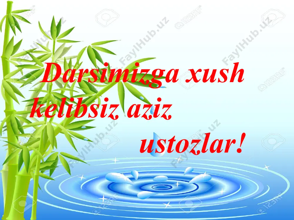 huncha, bilim, malaka va ko`nikmlarni hosil qilish. interfaol metodlar: “men-o`yindaman”, “men-amaliyotdaman”, “men-muloqotdaman”, “fikriy hujum”, “ikki qismli kundalik” guruhlarda ishlash. dars metodi: dars jihozi: h2o cao na metali gazlangan ichimlik tarqatma materiallar o`quv film 1. salomlashish. 2. davomatni aniqlash va o`quvchilarning darsga tayyorligini nazorat qilish. 3. siyosiy daqiqa (habar va yangiliklar so`rash ) i.tashkiliy qism: shundan so`ng yurtimizda va dunyoda bo`layotgan voqea, yangiliklar hamda kimyo faniga doir yangiliklar so`raladi.o`quvchilar esa qisqa savollar orqali 3 guruhga bo`lib olinadi. . dastlab o`qituvchi o`quvchilar bilan salomlashib, sinf davomatini aniqlaydi, o`quvchilarning darsga tayyorligini nazorat qiladi va darsni boshlaydi. \ 4 \ 4 ofarin bilimdonlar guruhlar balli sistemada kartochkalar orqali baholab boriladi. 4 balli ofarin 5 ofarin 1-guruh. “metallar” 2-guruh “metallmaslar” 3-guruh “galogenlar” o`quvchilar guruhlarga bo`linadi. 3 ta shart orqali mustahkamlanadi. 1-guruh. “metallar” 2-guruh “metallmaslar” 3-guruh “galogenlar” “men-o`yindaman”, “men-amaliyotdaman”, “men-muloqotdaman”, ii.o`tgan mavzuni mustahkamlash: o`tilgan darsdagi “vodorod sof ekologik yonilg`i” mavzusi har bir guruhga alohida topshiriq berish …