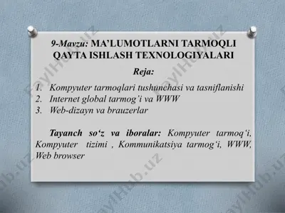 kompyuter tarmoqlari tushunchasi — PPTX