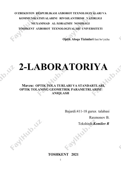 optik tola turlari va standartlari — DOCX