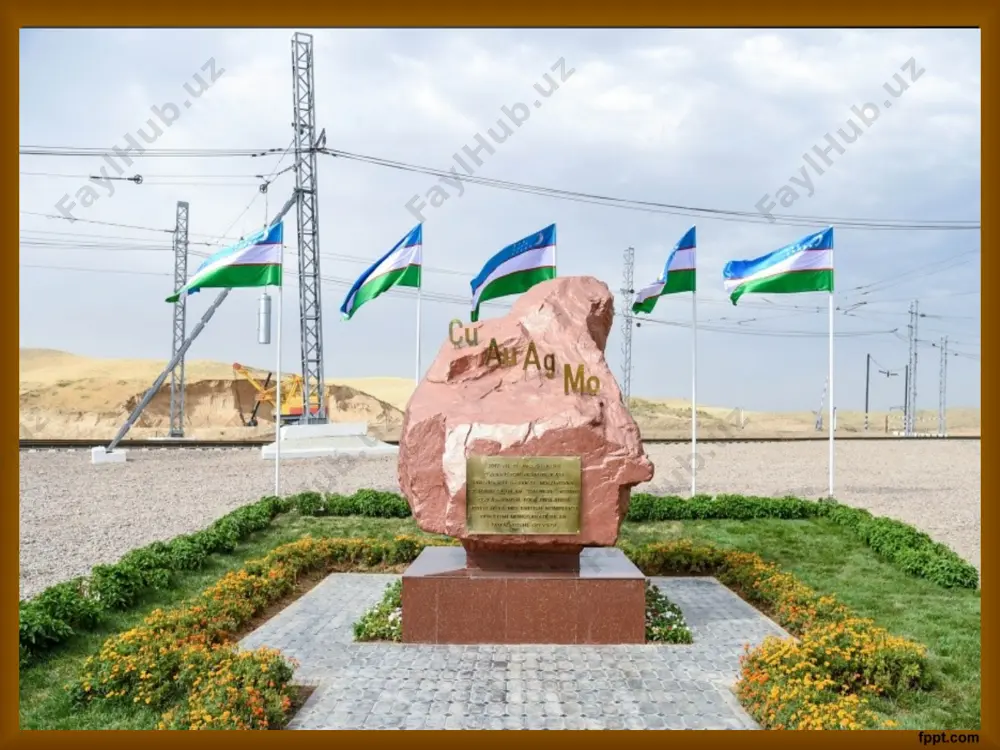 qa elementlar kiritilgan bo‘lsa, bunday cho‘yanlar legirlangan cho‘yanlar deyiladi. domna shlaki ruda yonilg’i tarkibidagi begona jinslarni hamda yonilg’i kulini flyus bilan birikib ajralgan birikmasi bo’lib, undan shlak paxtasi, g’isht, shlak bloklar, sementlar va materiallar olishda foydalaniladi domna gazi domna pechlaridan chiqib ketuvchi gaz; asosan, uglerodning to’la yonmasligidan hosil bo’ladi. toshko’mir koksida cho’yan eritilganda chiqadigan domna gazining kimyoviy tarkibi quyidagicha: uglerod dioksidi 12-20%, metan 0,5% gacha, vodorod 1-8%, azot 50-58%. kislorodga boyitilgan havo berilganda gazdagi azotning miqdori kamayadi; boshqa komponentlarning konsentratsiyasi mos holda oshadi. domna gazidan metallurgiya zavodlarida yoqilg’i sifatida foydalaniladi koloshnik changi domna gazlariga qo‘shilib chiquvchi chang. ularning tarkibida 40-50% fe bo’ladi. domna gazlari maxsus gaz tozalash qurilmalarida tozalangach, ularda yig‘ilgan changlardan aglomeratlar tayyorlanadi foydalanilgan adabiyotlar materialshunoslik fanidan ma’ruzalar matni, andmi kontruksion materiallar texnologiyasi, v.a.mirboboyev materialshunoslik va konstruksion materiallar texnologiyasi, r.x.saydahmedov, toshkent-2017 www.aim.uz www.zitonet.uz www.uz.wikipedia.org e’tiboringiz uchun rahmat image2.jpg image3.jpg image4.jpg image5.jpg image6.png image7.jpeg image8.jpg image9.png image10.jpg image11.png image12.png image13.jpeg …
