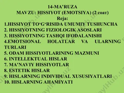 hissiyotlar va emotsiyalar — PPT