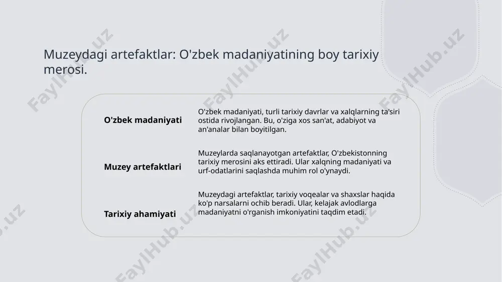ar voqeani yanada qiziqarli va hayajonli qiladi, o'quvchini jalb etadi. detektiv hikoyaning asosiy elementlari va ularning o'zaro aloqalari. 1 asosiy qahramonlar detektiv hikoyada asosiy qahramonlar muhim rol o'ynaydi. ular qotillikni ochish uchun zaruriy ma'lumotlarni keltirib chiqaradilar va o'zaro aloqalarini o'rnatadilar. 2 muammo va yechim har bir detektiv hikoyada muammo, ya'ni qotillik voqeasi, mavjud. qahramonlar ushbu muammoni hal etish uchun bir qator yechimlarni izlaydilar va harakat qilishadi. 3 o'zaro aloqalar qahramonlar o'rtasidagi o'zaro aloqalar, hikoyaning rivojini belgilaydi. ularning munosabatlari va qarorlar qotillik voqeasini ochishda muhim ahamiyatga ega. qotillik voqeasining muloqoti: belgilari va simvollar. belgilar va simvollar muzeydagi qotillik voqeasida belgilarning o'rni muhimdir. har bir artefakt o'ziga xos hikoya va ma'noni to'ldiradi, voqealarni chuqurlashtiradi. artefaktlar va ramzlar madaniy artefaktlar qotillik voqeasida muhim ramz sifatida xizmat qiladi. ular voqealar rivojlanishida sirlar va muammolarni ochishga yordam beradi. hikoya muloqoti qotillik voqeasida muloqot belgilari va simvollar orqali ifodalanadi. bu, qahramonlarning hissiyotlari va fikrlarini aks ettiradi, …