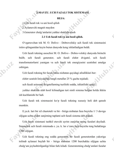 uch fazali tok va uni hosil qilish — DOC