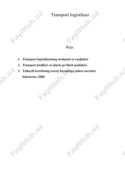 transport logistikasi — DOCX