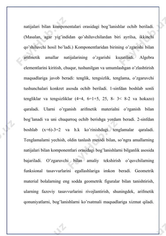 ollantiradi, ammo boshqa har qanday fan kabi pedagogika fanining ham xususiy tadqiqot metodlari mavjud. ilmiy tadqiqot metodlari - bu qonuniy bog’lanishlarni, munosabatlarni, aloqalarni o’rnatish va ilmiy nazariyalarni tuzish maqsadida ilmiy axborotlarni olish usullaridir. kuzatish, tajriba, maktab hujjatlari bilan tanishish, o’rganish, suhbat va so’rovnomalar o’tkazish, ilmiy pedagogik tadqiqot metodlari jumlasiga kiradi. so’nggi vaqtlarda matematik va kibernetik metodlardan, shuningdek, modellashtirish metodlaridan foydalanish qayd qilinmoqda. boshlang’ich matematika o’qitish metodikasida butun pedagogik tadqiqotlarda qo’llaniladigan metodlarning o’zidan foydalaniladi. kuzatish metodi – odatdagi sharoitda kuzatish natijalarini tegishlicha qayd qilish bilan pedagogik jarayonni bevosita maqsadga yo’naltirilgan holda idrok qilishdan iborat. kuzatish metodidan o’quv-tarbiya ishining u yoki bu sohasidagi ishning qanday borayotganini o’rganish uchun foydalaniladi. bu metod o’qituvchi va o’quvchilarning faoliyatlari haqida majbur qilinmagan tabiiy sharoitda faktik material to’plash imkonini beradi. kuzatish vaqtida tadqiqotchi o’quv jarayonining odatdagi borishiga aralashmaydi. kuzatish aniq maqsadni ko’zlangan reja asosida uzoq yoki yaqin vaqt oralig’ida davom etadi. kuzatishning borishi, faktlar, sodir bo’layotgan voqealar, …