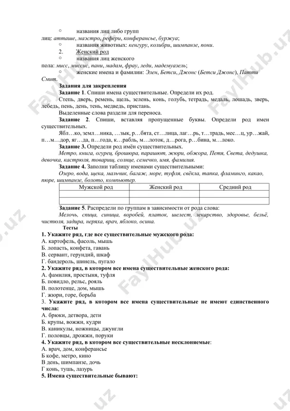 ществительные, оканчивающиеся на -пись, в русском языке относятся к женскому роду, напр., рукопись, живопись. 3. средний род сюда относятся существительные, оканчивающиеся в именительном падеже единственного числа на -о/-е/-ие (слово, поле, здание), 10 слов на -мя (бремя, время, вымя, знамя, имя, пламя, племя, семя, стремя, темя). 4. общий род сюда относятся существительные с окончанием -а/-я, обозначающие лица как мужского, так и женского пола, напр., сирота, соня. у таких существительных морфологические признаки оказываются недостаточными для различения рода, поэтому у них действует т. н. синтаксическое (контекстуальное) различение рода: он - круглый сирота / она - круглая сирота; твой сын такой соня! / твоя дочь такая соня! особое положение занимают несклоняемые существительные иностранного происхождения, оканчивающиеся на -о / -и / -у / -е / -а, напр., какао, такси, какаду, атташе, буржуа. если такие слова не обозначают ни лиц, ни животных, ни географические объекты и не являются одушевлёнными, то они относятся к среднему роду: пальто …