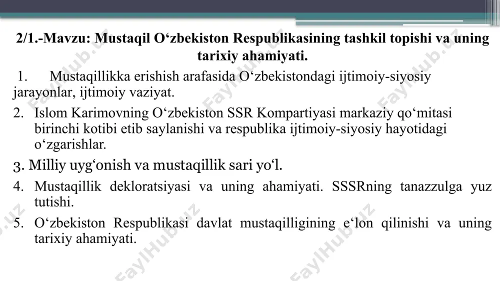 ’zbekistonda 6 yil davomida - 1983 yildan 1989 yilga qadar faoliyat yuritib, o’zbek xalqining tinchligini buzgan, qo’rquvga olib, o’z hukmini o’tkazgan. yuzlab soxtalashtirilgan hujjatlar asosida begunoh odamlarni qamoqlarga jo’natgan. gdlyan boshchiligidagi tergov guruhi o‘zbekistonda 6 yil davomida - 1983 yildan 1989 yilga qadar faoliyat yuritib, o’zbek xalqining tinchligini buzgan, qo’rquvga olib, o’z hukmini o’tkazgan. yuzlab soxtalashtirilgan hujjatlar asosida begunoh odamlarni qamoqlarga jo’natgan. xx asrning 80-yillari oxirlariga kelib sobiq ittifoqda iqtisodiy, ijtimoiy-siyosiy inqiroz jarayonlari kuchayib, betartiblik avj olib ketdi. 1989 yilning may oyi oxirlari, iyunning boshlari butun farg’ona viloyati janjal-to’polonlar alangasi ichida qoldi. bundan maqsad mavjud siyosiy tuzumni turli alg’ov-dalg’ovlar, to’s-to’polonlar, milliy respublikalardagi ijtimoiy-siyosiy vaziyatni chigallashtirish orqali saqlab qolishga harakat edi. 1989-yilning 25-iyunida i.karimov farg’onaga yo’l oladi. tartib-intizomni tiklash, qon to’kilishining oldini olish bo’yicha butun mas’uliyatni o’z zimmasiga olib, aniq chora-tadbirlar ko’rdi. i.karimov farg’ona voqealarining tub sabablarini quyidagi masalalar bilan bog’liqligini asoslab berdi; bular: 1. farg’ona vodiysida yashayotgan aholining og’ir ijtimoiy-iqtisodiy …