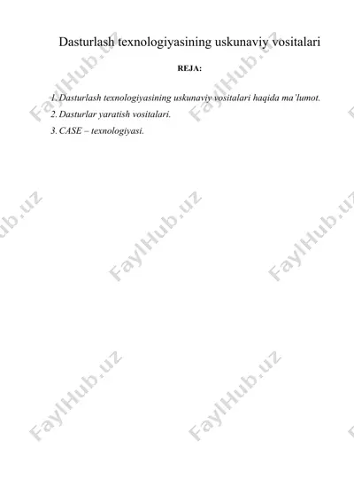 dasturlash texnologiyasining uskunaviy vositalari — DOC