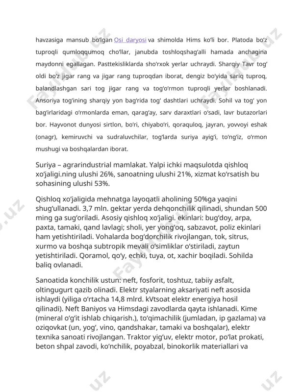 nasini e'lon qilib, davomli islohotlar o‘tkazilishi, "boshqalarning demokratiyasi" suriyaga to‘g‘ri kelmasligini, jamiyat siyosiy ishtirok uchun yetarlicha tayyor emasligini ma'lum qildi va "avval iqtisod" tamoyiliga tayanib xitoy modeliga yaqin yo‘ldan ketishga qaror qildi. ammo iqtisodiyotdagi qator liberal islohotlar siyosiy o‘zgarishlarsiz amalga oshirilishi tanish-bilishchilikning ahamiyatini yanada oshirib yubordi va "tanish-bilishchilik kapitalizmi" (biznes rivoji davlat strukturalaridagi tanishlarga bog‘liq bo'lgan tizim) shakllanishiga olib keldi. hukumat iqtisodiy rivojlanish xizmatlar sohasi va xorijiy investitsiyalar evaziga erishilishini maqsad qilgan edi. asadning 2007-yilgacha bo‘lgan birinchi vakolat muddatidagi islohotlar bo‘yicha e'lon qilingan xulosalar suriya iqtisodiyoti og‘ir ahvolda ekanligini, hukumat faqat savdo hajmi oshishga e'tibor qaratib, aholi turmush darajasini oshirishni unutayotganini ko‘rsatdi. 2007-yilda qayta saylangan bashar al-asad o‘z atrofidagi odamlarning aksariyatini almashtirdi va «yangi ishbilarmonlar» davri boshlanishini e'lon qildi. hukumat keng xususiylashtirishni va qator xoldinglar tashkil etilishini qo‘llab-quvvatladi, ulardan eng yiriklari esa prezidentning yaqinlari qo‘lida edi. jumladan, asadning xolavachchasi rami maxlufga tegishli xolding televideniye, gazeta, yirik mobil aloqa operatori, qurilish …