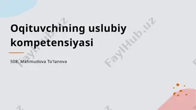 o'qituvchining uslubiy kompetensiyasi — PPTX