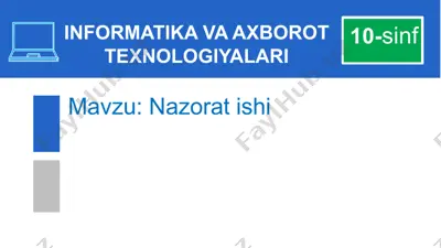 microsoft excel dasturida elektron jadval nazorati — PPTX