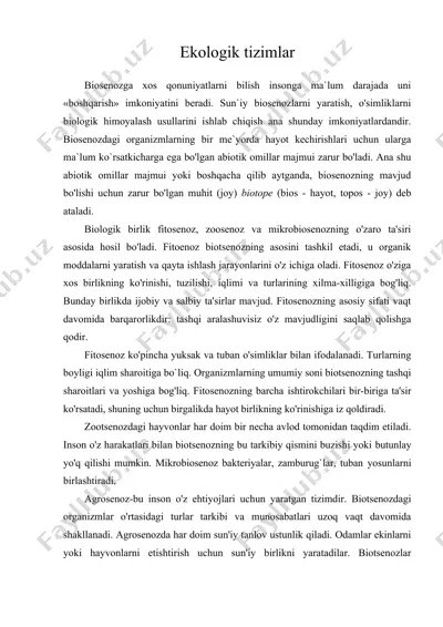 ekologik tizimlar — DOC
