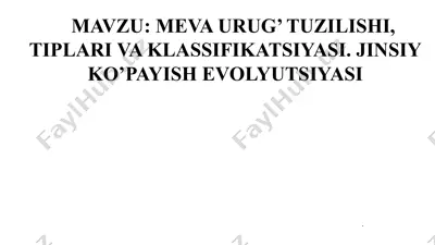 meva urug’ tuzilishi, tiplari va klassifikatsiyasi. jinsiy ko’payish evolyutsiyasi — PPTX