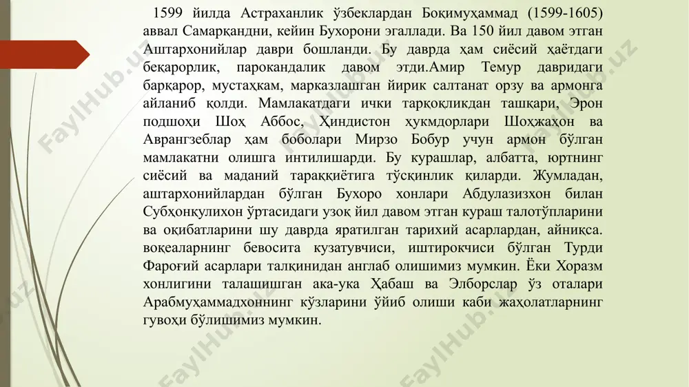 навис учрашган ва ҳозирда ҳаёт зотлар ҳақида. тўртинчи боб муаллиф учрашмаган ва ҳозир яшаётган ттабаррук кишилар ҳақида. хотима қисмини эса у бобоси, отаси, амакиси, ака-укалари каби яқин қариндошлари зикрига бағишлайди. асардан шайбонийхон, убайдуллахон, бобур, мажлисий, ҳусомий, нажмиддин кавкабий, хожа каби буюк алломаларимиз фаолиятлари борасида кенг тафсилотлар олишимиз мумкин. ундаги маълумотларнинг аниқ ва ноёблиги тазкира қимматини белгилайди. бу даврда нисорийдан кейин ҳам бир қанча тазкиралар яратилди. жумладан, султонмуҳаммад мутрибийнинг 1604-1605 йилларда тузилган “тазкиратуш-шуаро” сида 320 дан зиёд ижодкор ҳақида маълумот берилади. келтирилган намуна-асарларнинг вазнлари аниқланади. ҳар бир боб кичик муқаддима-дебоча билан бошланади. у 1627 йилда “нусхайи зебойи жаҳонгир” тазкирасини ҳам тузади. унда 300 дан ортиқ муҳожир мовароуннаҳрлик ижодкорлар зикр этилган. 1692 йилда малеҳо самарқандий “музаккири асҳоб” тазкирасини яратди. унда 160 аллома зикри берилган. 1821 йилда фазлий намангоний “мажмуаи шоирон” тазкирасида 101, 1871 йилда қори раҳматуллоҳ возеҳ “туҳфатул-аҳбоб” тазкирасида эса 145 шоир борасида маълумот беради. биз xvi-xix аср i ярмидаги тазкиранавислик тарихини …