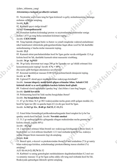 attestatsiaya tushgan savollar(6-variant) — DOCX