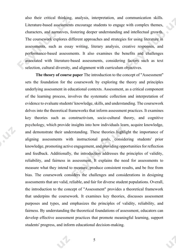 erstanding. the coursework employs a range of methodological approaches to ensure the validity and reliability of assessment practices. firstly, quantitative methods are utilized to collect numerical data that can be analyzed statistically. these methods may include standardized tests, surveys, and structured observations. quantitative data provides objective measures of students' performance, allowing for comparisons, generalizations, and statistical analysis to identify patterns and trends. secondly, qualitative methods are employed to gather rich, in-depth data that captures the complexity of students' learning experiences. qualitative methods, such as interviews, focus groups, and open-ended questionnaires, allow for exploration of students' perspectives, attitudes, and beliefs. these methods provide nuanced insights into students' thinking processes, motivations, and challenges, contributing to a deeper understanding of their learning outcomes. furthermore, the coursework may incorporate mixed methods approaches, combining both quantitative and qualitative methods. this integration allows for a comprehensive and multi-dimensional assessment, providing a holistic view of students' abilities …